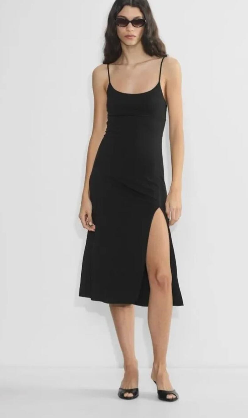 NEW Aritzia Dreamweaver Strappy Drapey Slit Midi Dress Black XS